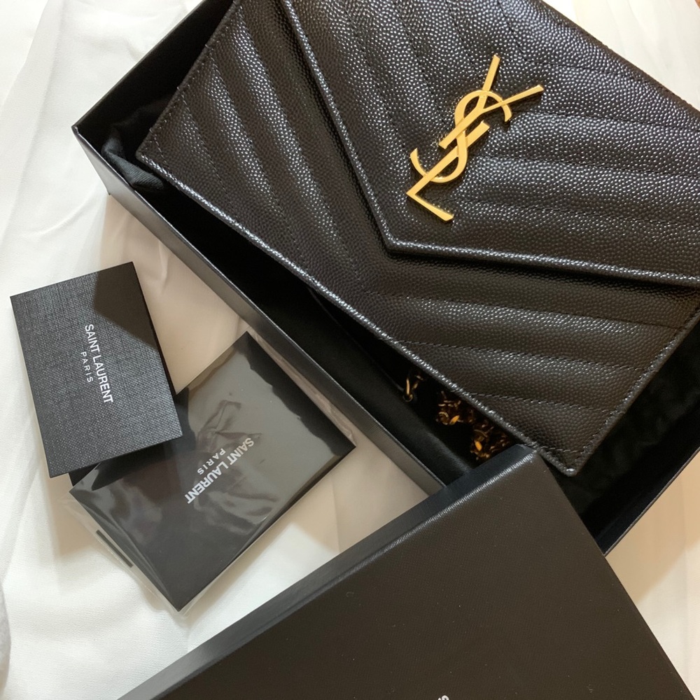 YSL envelope chain wallet.